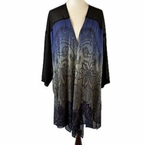 Citron Santa Monica Ombré Lace Print Kimono No Size 2X EST Art to Wear Topper